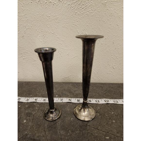 2 Pc Godinger Silver Plated‎ 6" , Leonard Candle Stick Holder 8" - Picture 1 of 6